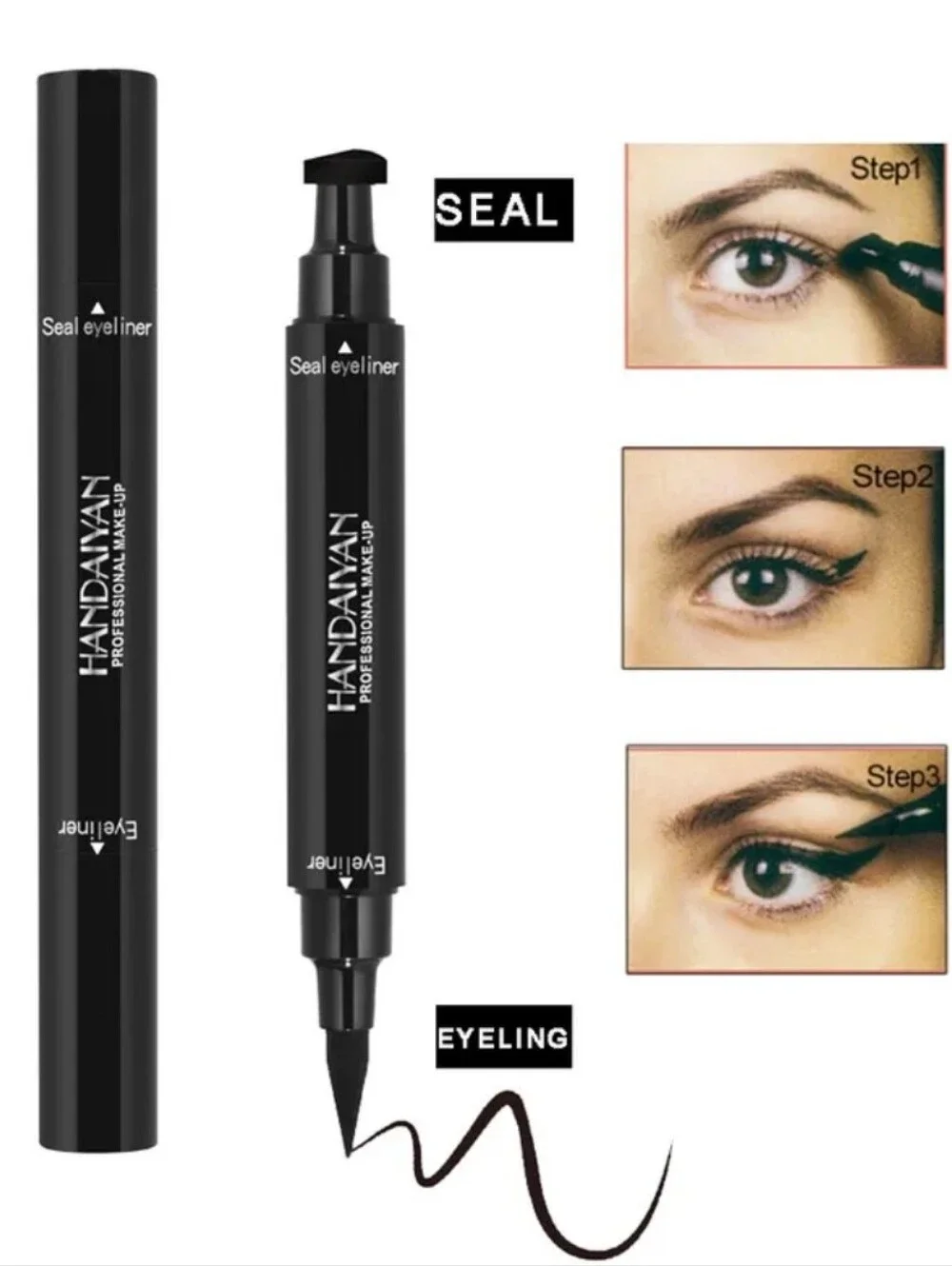 Handaiyan Waterproof 2-in-1 Wing Seal Stamp and Liquid Eyeliner Pen